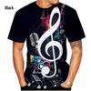 Fashion Personality Printed T-shirt Music Notes Men's Trend Casual Short-sleeved Tees Tops