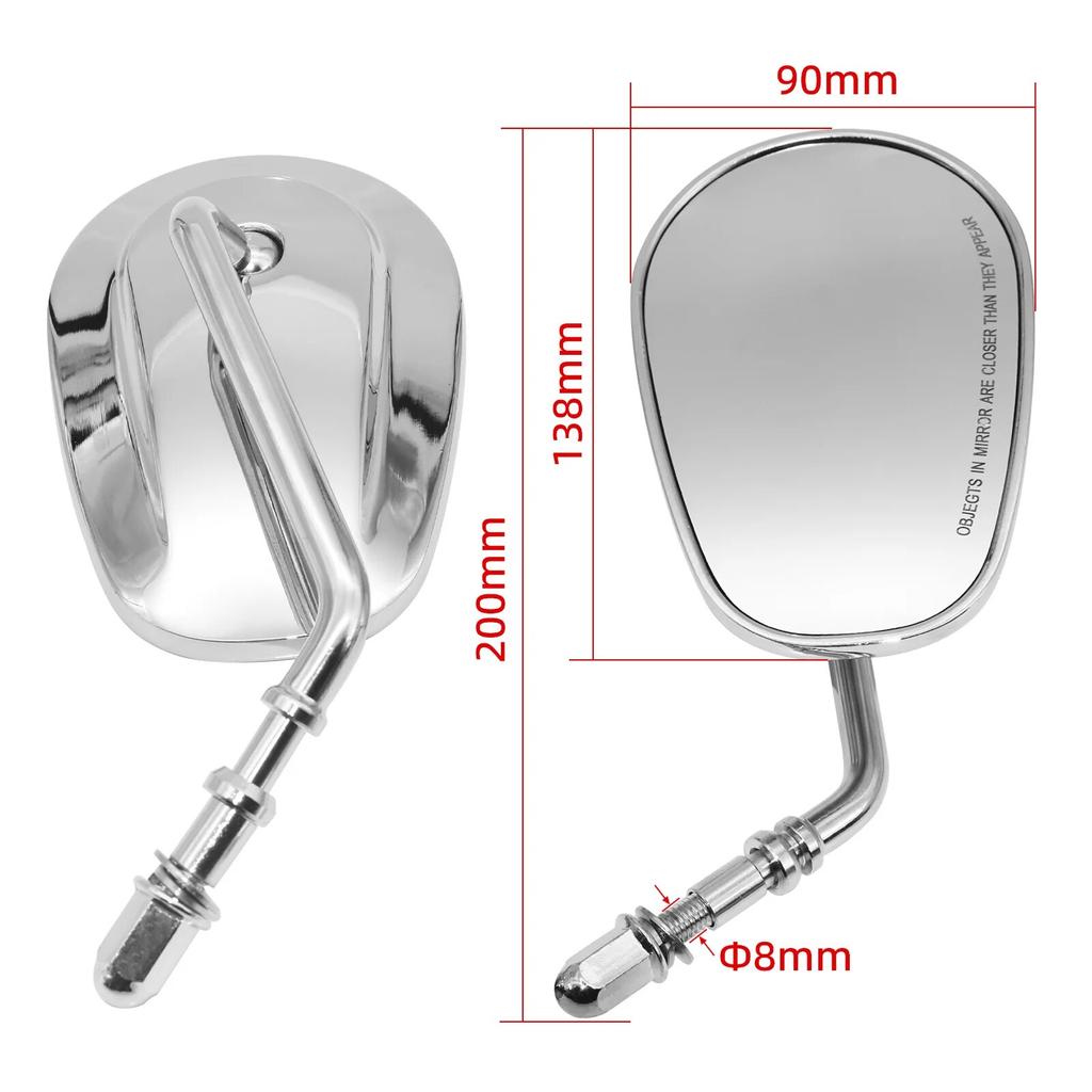 8mm Motorcycle Mirrors for Road King Sportster Street Glide Electra Glide Dyna Softail Road Glide Full Metal Stem And Housing