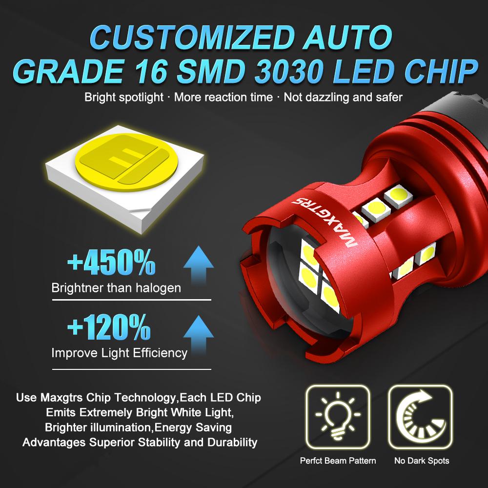 MAXGTRS 2x Strobe Flash P21/5W S25 1157 Bay15D 3030 LED Chip Bulb 7443 1156 Car Stop Backup Brake Parking Tail Signal Light