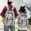 Student School Bag Men Graffiti Letter Print Backpack Women Large Capacity Backpack