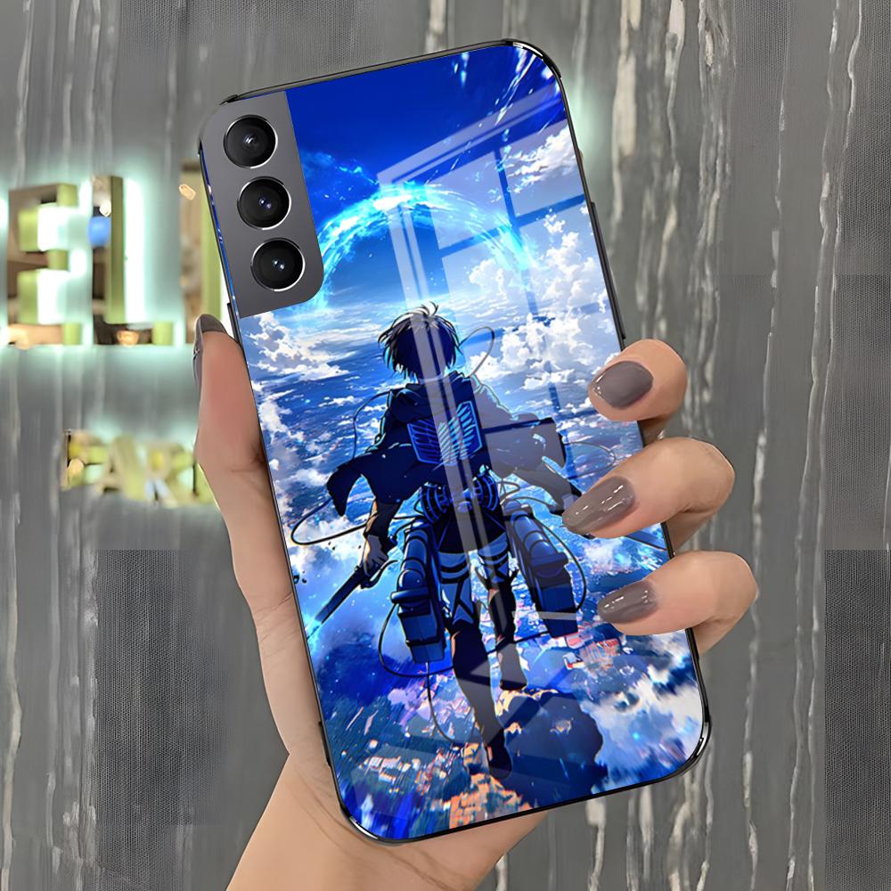Чехол для телефона Аниме Атака Титанов Для Samsung A25 A13 A33 5G A54 A36 A35 A56 A52 A14 Ударопрочный Стеклянный Чехол