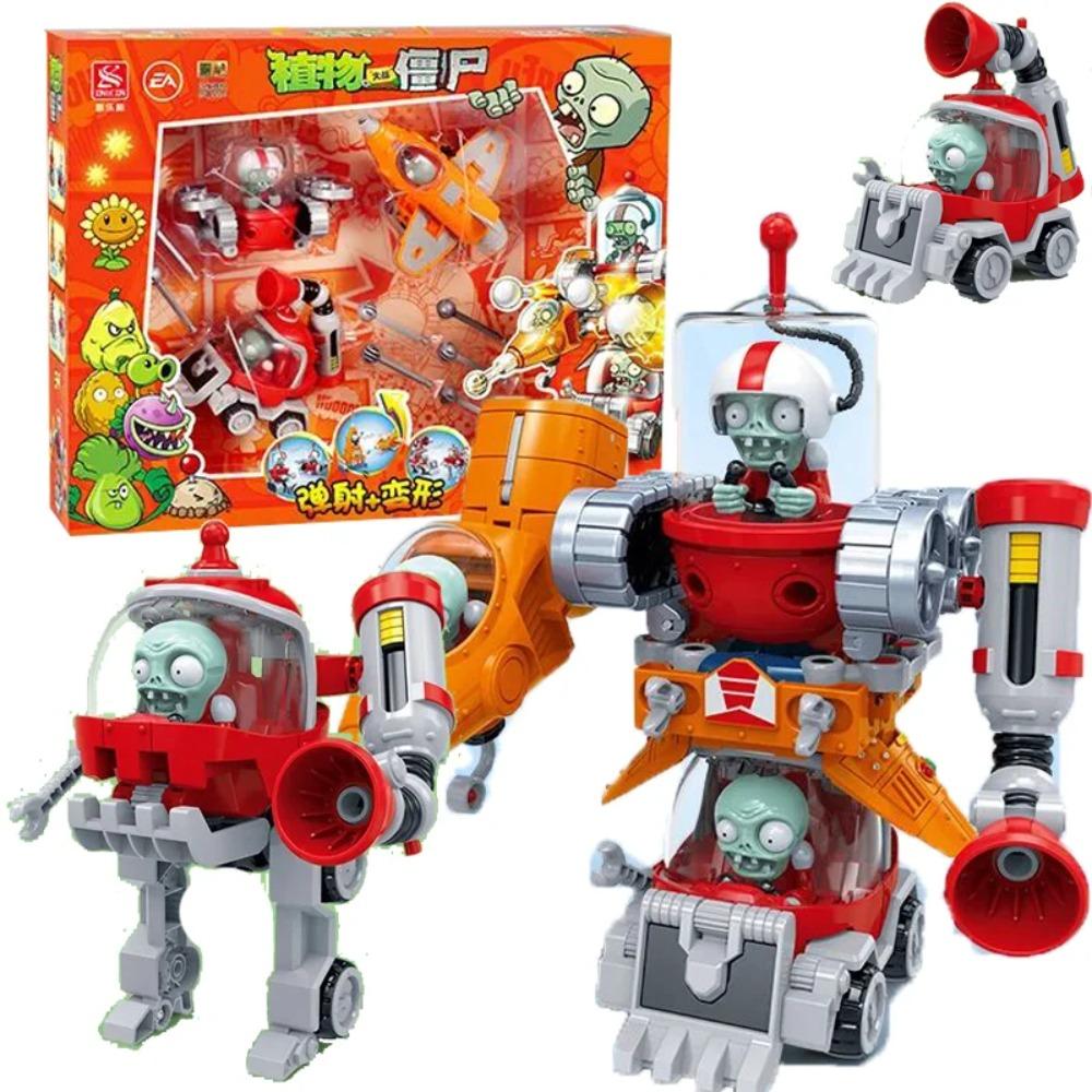 3 в 1 Plants vs Zombies Трансформируемые Комбинированные Роботы Фигурки Игрушки Меха-барикада Электромагнитный Щит Зомби PVZ Транспортное средство