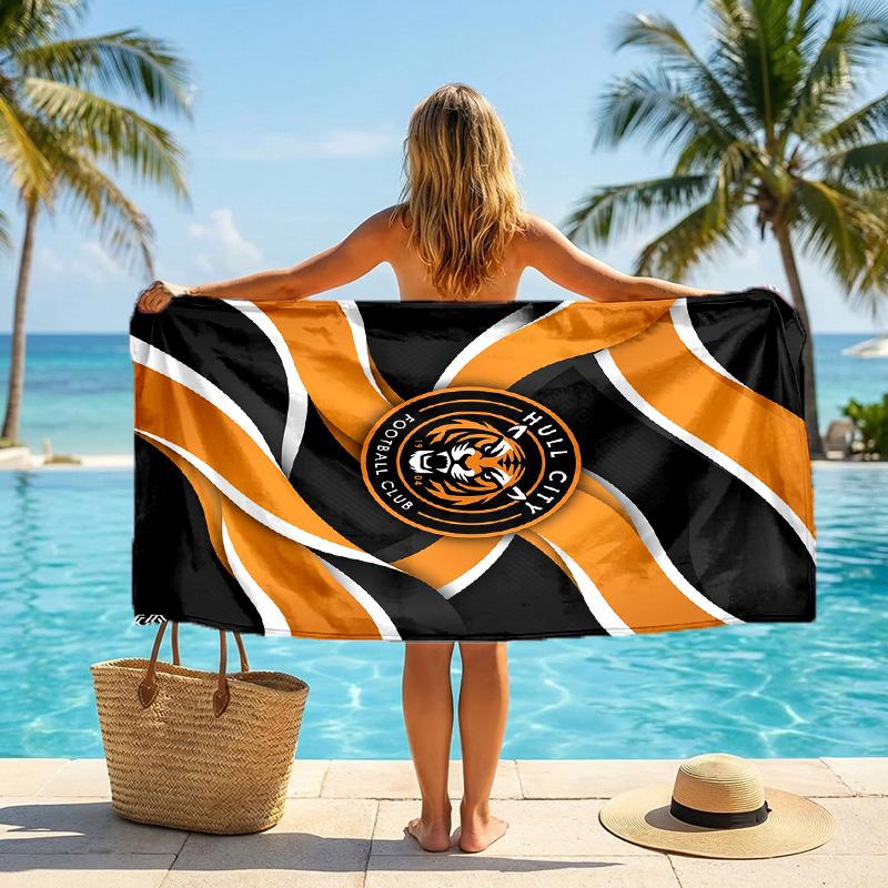 Пляжное полотенце Hull City Football Мягкое из микрофибры Летнее полотенце Быстросохнущее Впитывающее полотенце для пляжа Бассейна Путешествий