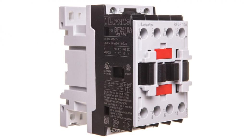 Power Contactor 3P 25A 12.5Kw At 400Vac Ac3, Coil 230Vac 50/60Hz, 1NO 0CR Bf2510A230