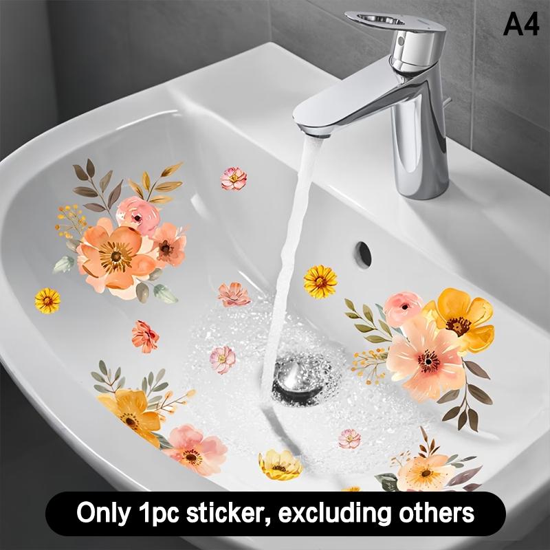 Цветочные наклейки на раковину в ванную, съемные, самоклеящиеся, водостойкие, декоративная наклейка на унитаз в ванную, наклейка на ванну, декор для дома