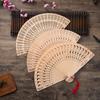 Hand Fragrant Party Carved Bamboo Folding Fan Chinese Wooden Fan Vintage Hollow