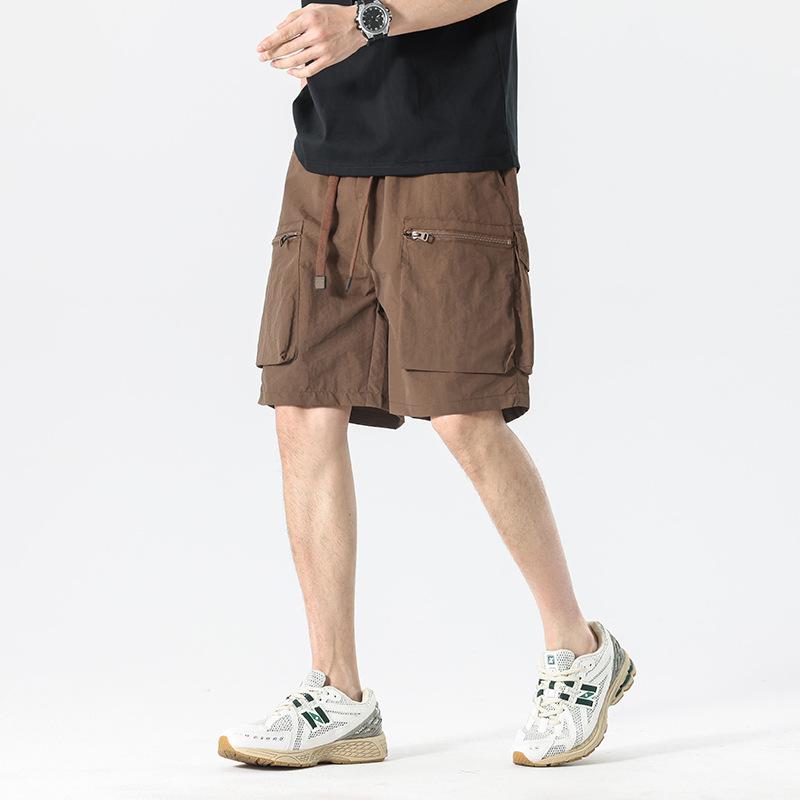 Men's Trendy Summer Loose Straight Cargo Shorts - Nylon Ice Silk, Mid-Length, Casual Fit