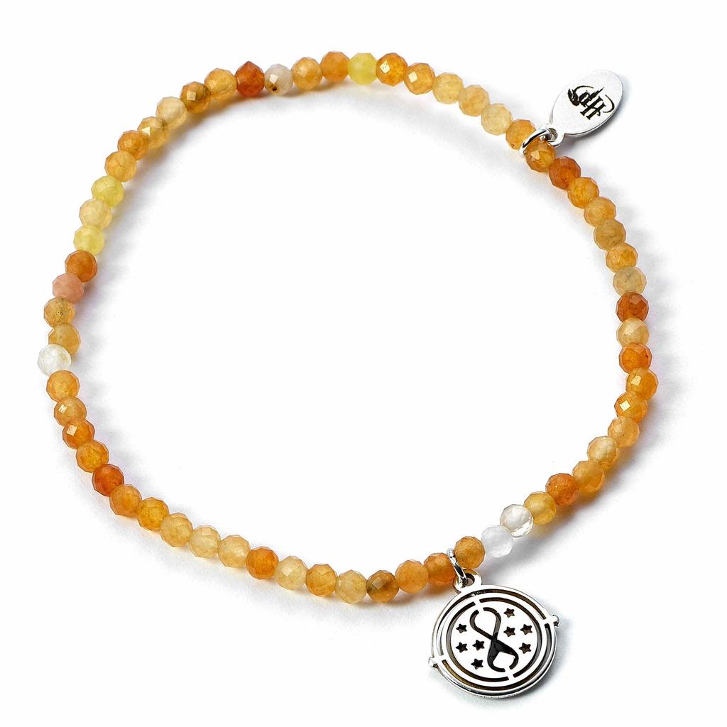 Harry Potter semi Precious stone bracelet with sterling silver Time Turner charm