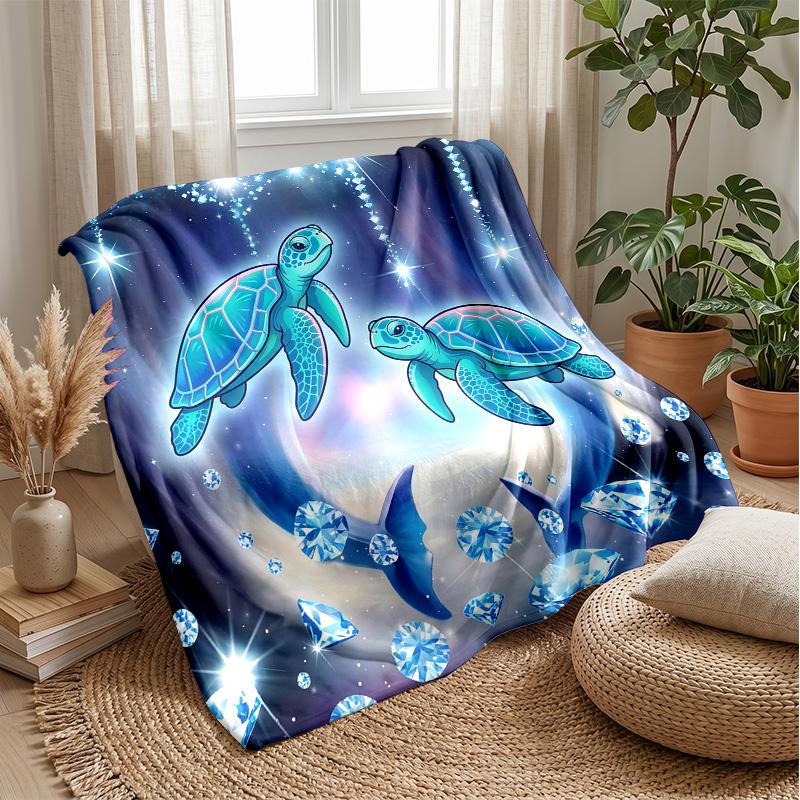 Oceanic Shell Paradise Theme blanket Lightweight Warm Flannel Blanket Decorative Throw Blanket for Home Decoration