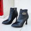 Женские ботильоны на высоком каблуке, модные кожаные туфли с острым носком, зима 2025 года, новые готические туфли-челси больших размеров Botas Mujer