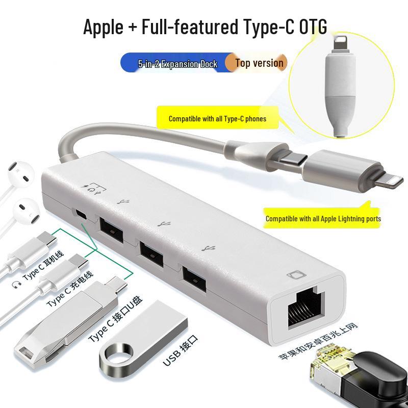 Конвертер RJ45 Type-C в сетевой порт 100 Мбит/с: 5-в-1 док-станция для расширения ноутбука