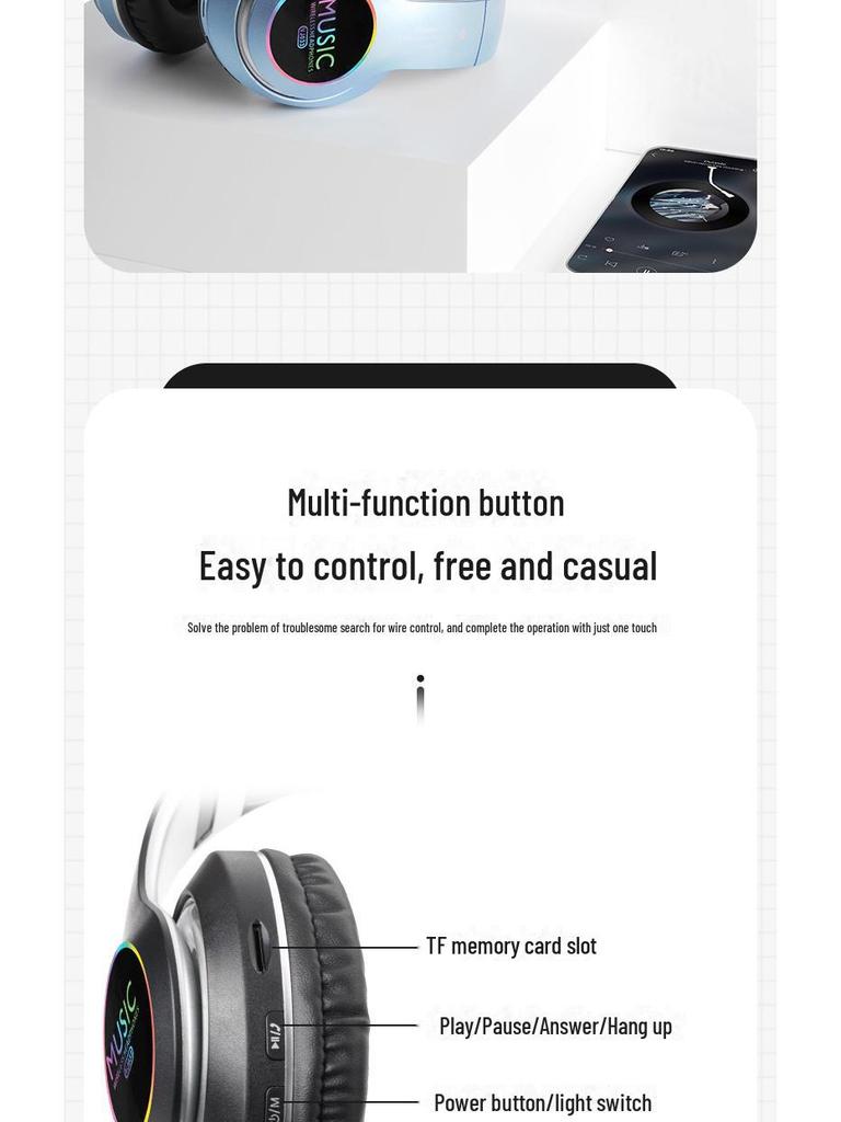 Спортивные беспроводные наушники VJ033 LED Bluetooth 5.0 — новая модель с креплением на голову