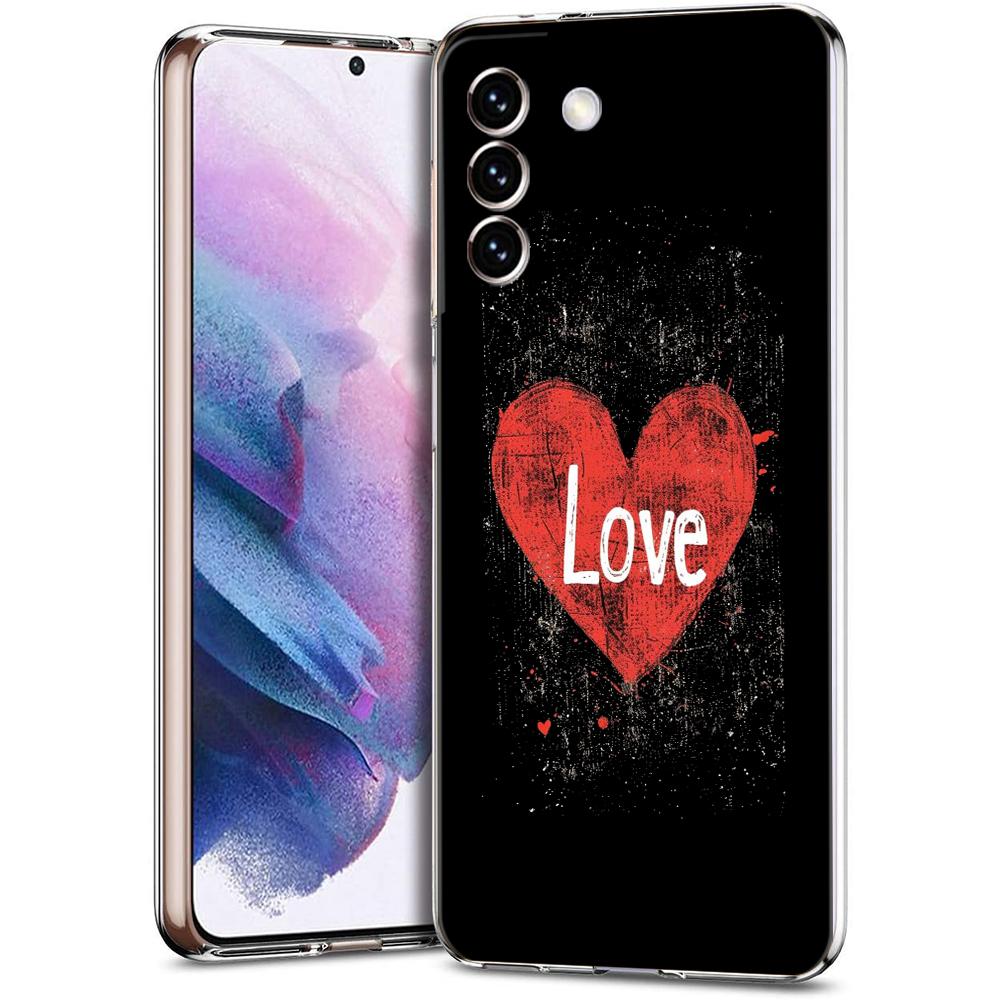 Чехол для телефона Samsung Galaxy S24 Ultra S23 FE S22 S20 S21 5G S10 S9 Plus S10E S8 Прозрачный Я люблю тебя Розовое Сердце