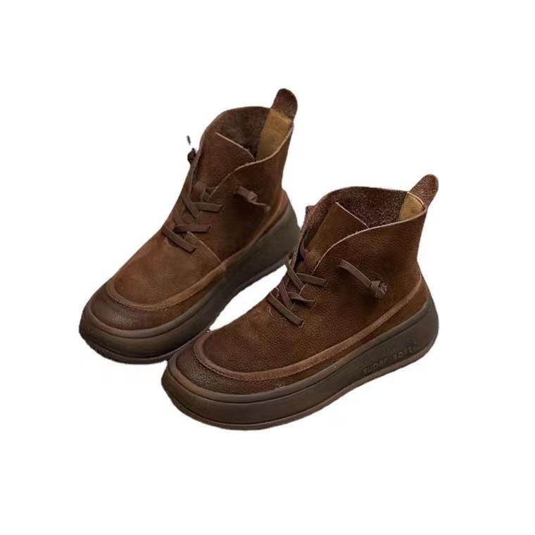 Leather Martin Boots Autumn and Winter New Handmade Thick-soled Women's Boots Top Layer Cowhide Casual Short Boots