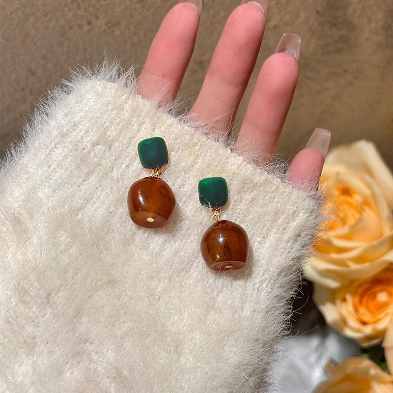 Многоцветные серьги-гвоздики с геометрическим дизайном из эмали и смолы для женщин - стиль интернет-знаменитости