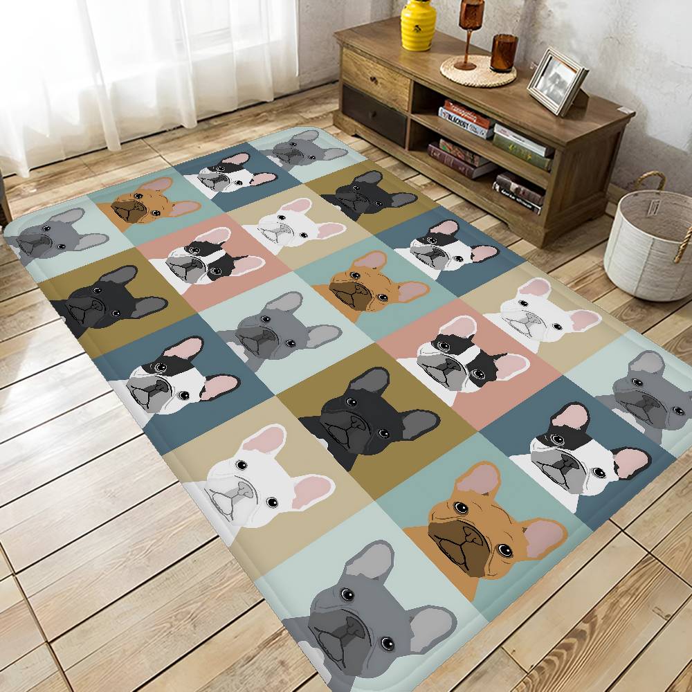 Anime French Bulldogs Floor Mat Cheaper Anti-slip Modern Living Room Balcony Printed Bedside Mats