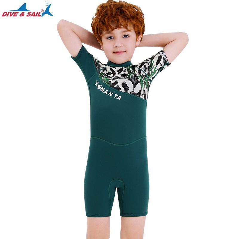 Kids 2.5mm Neoprene Wetsuit Short Sleeve Full Body Dive Suit Snorkeling Surfing Jellyfish Protection Winter Fall