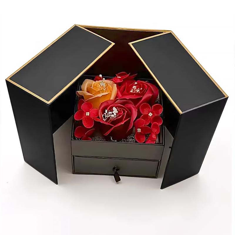 1PC Double Door Rose Gift Box Romantic Gift Packaging Box Valentine's Day Soap Flower Jewelry Packaging Box Empty Box