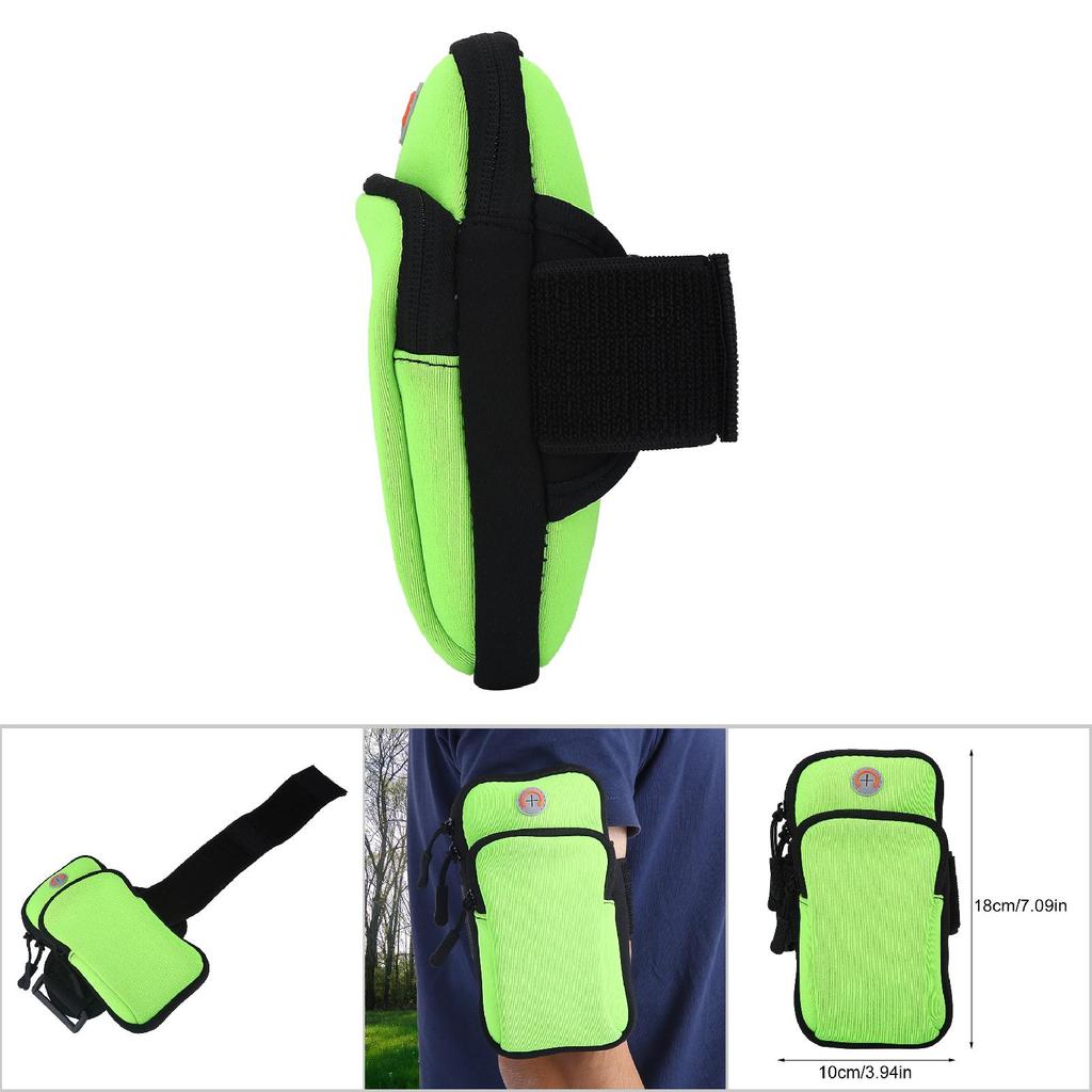 Outdoor Sport Running Jogging Exercise Gym Arm Wrist Pouch Armband Phone Case Bag Green