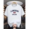 Men's Summer 100 Cotton Fashionable Casual Loose Plus Size London England Printed Sports Round Neck Short Sleeved T-shirt Top