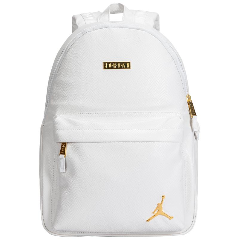 Jordan Snake Pattern Large Capacity Zipper Closure PU Leather Backpack Unisex Backpack White Platinum DO9259-100