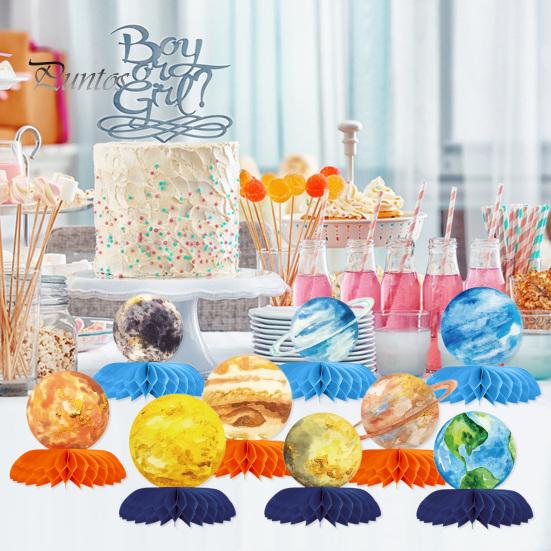 9 шт. Планета в форме сот, центральные украшения для стола в стиле космической солнечной системы, бумажные соты для дня рождения детей