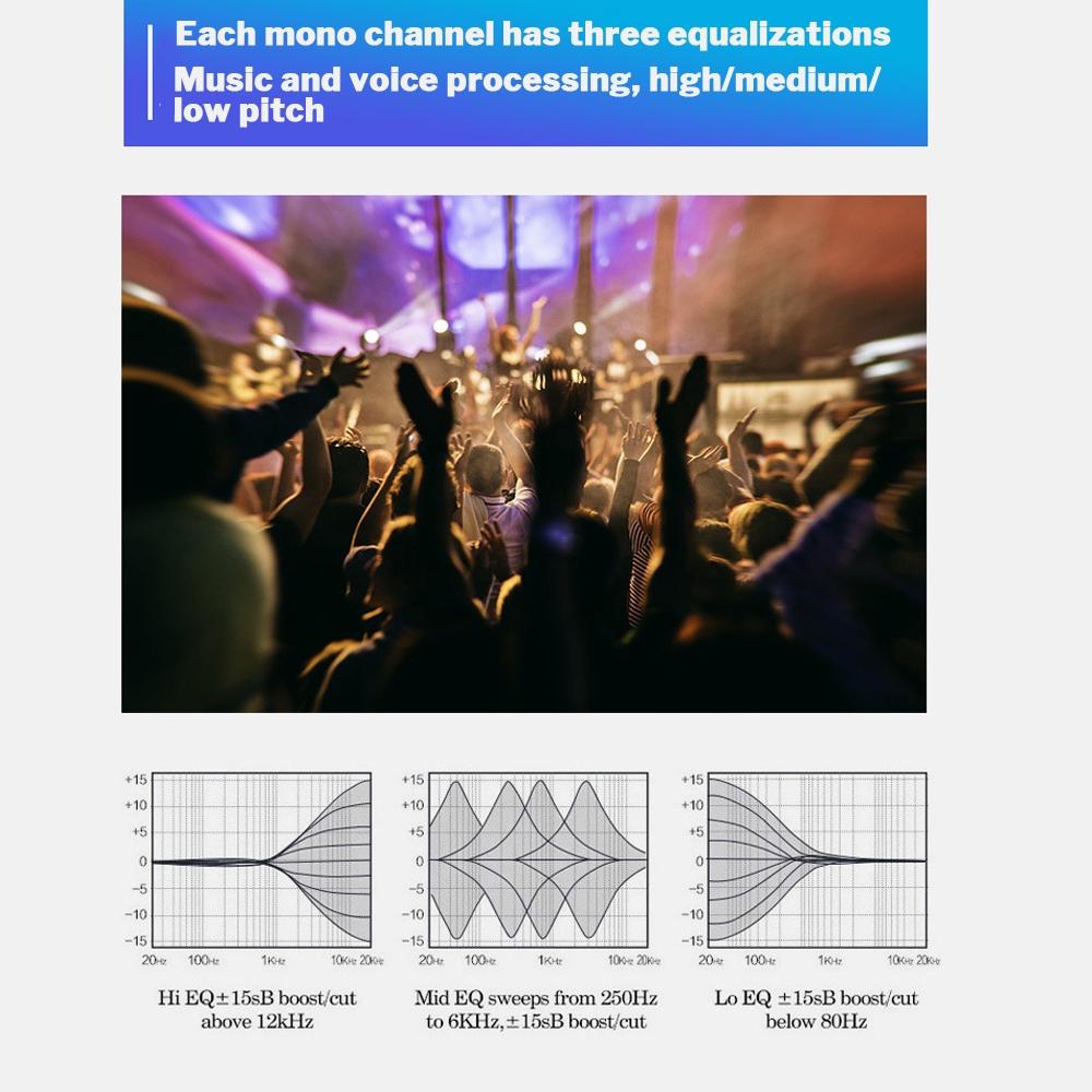 7 Channel Bluetooth Audio Mixer USB Digital Microphone Sound Mixer Console Professional Karaoke Audio Mixer Amplifier 32x23.5x3.8cm