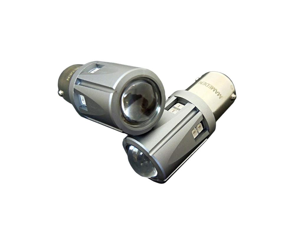 MAMEDEN S25 LED Single Orange Amber 30SMD Turn Signal Bulbs, 150° Pin Angle