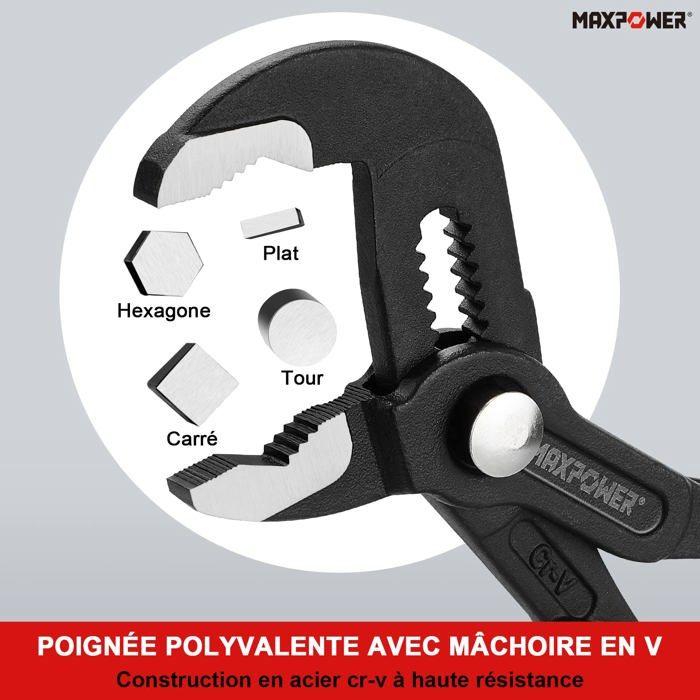 Cle plomberie Maxpower - NON - Pince Multiprise Reglable Serrage Rapide Jeu de 2 Pieces 190 et 250 mm Pince Plombier...