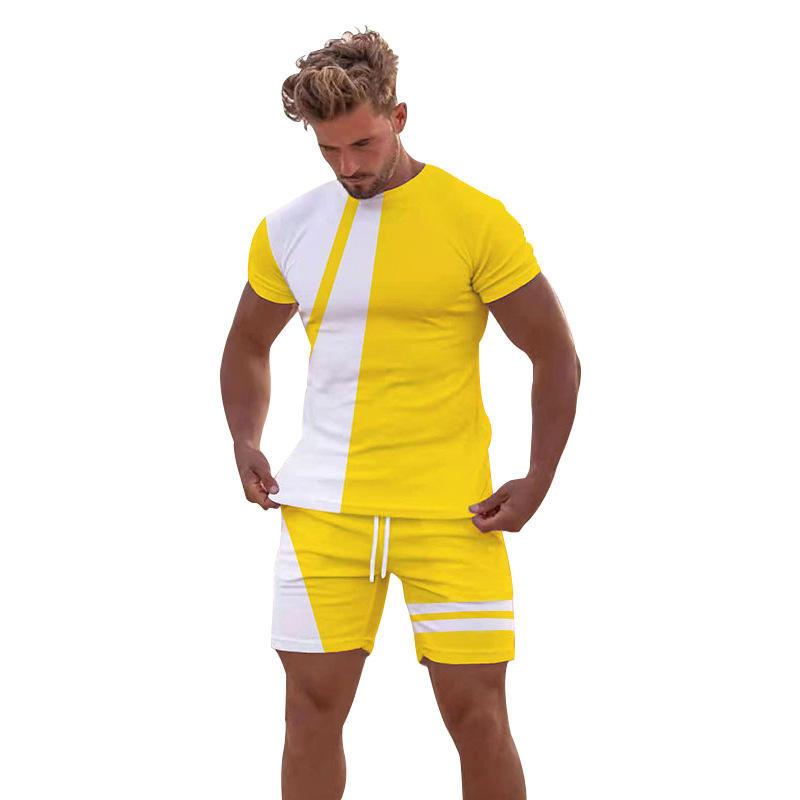 Мужской спортивный костюм для отдыха, фитнеса, летний дышащий освежающий короткий рукав, свободная мужская рубашка, костюм в стиле Y2K