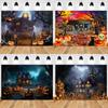 Halloween Party Decoration Background Cloth Horror Night Forest Castle Pumpkin Head Hanging Cloth Home Bedroom Room Decoration