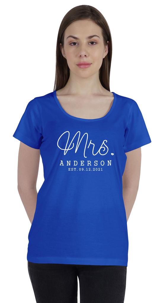 Inkdotpot Персонализированная женская футболка-топ Mrs Wedding Announcement Shirt-2S