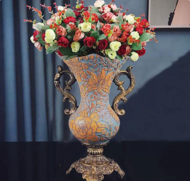 Европейская ретро смоляная ваза, украшение, декор для дома, гостиной, стола, искусственный цветочный горшок, орнаменты, поделки, магазин, отель, клуб, украшения