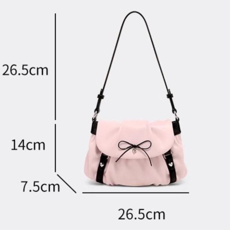 JIAERDI Sweet Cute Y2k Shoulder Bags Women Fairy Core Aesthetic Bow Leather Pink Handbag Purse Ladies Underarm Bag Aesthetics