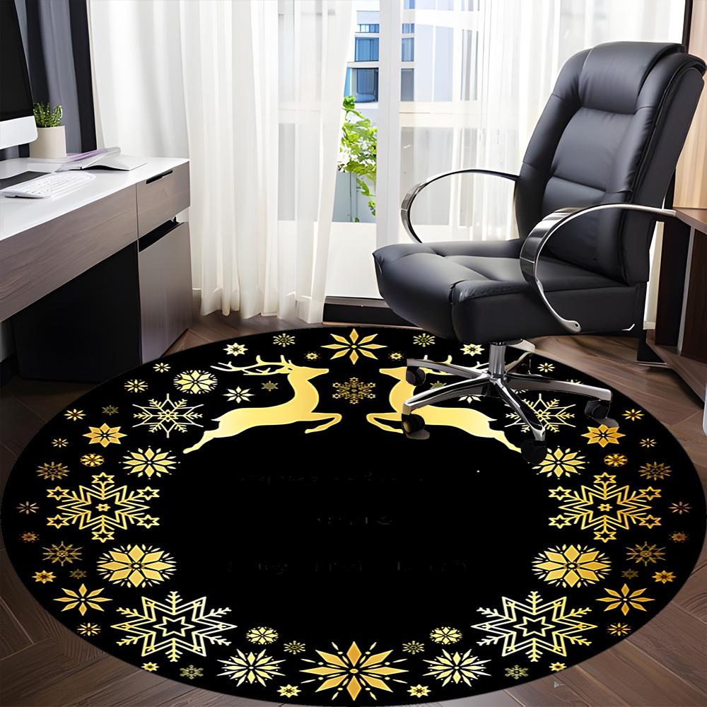 1pc Winter Wonderland Chair Carpet for Office, Indoor Non Slip Washable Polyester Fiber Carpet,