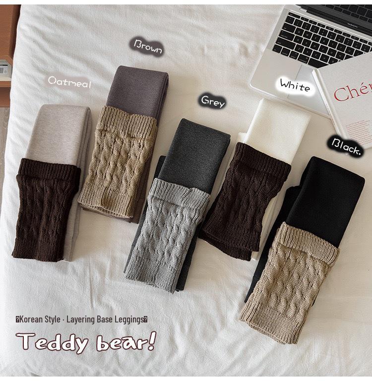 Модные женские гетры с подкладкой из флиса, вязаные косами, пэчворк - Теплые брюки из толстой шерсти ягненка с вертикальной полоской