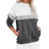 Women's Fashion Casual Long Sleeve Color Blocking With Pocket Pullover Sweatshirt Top