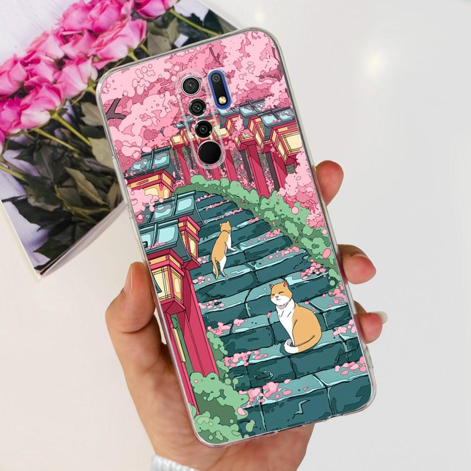 New For Xiaomi Redmi 9 Case Cute Cat Luxury Flower TPU Soft Silicone Clear Cover For Xiaomi Redmi 9 9A 9a 6.53"Bumper Phone Case