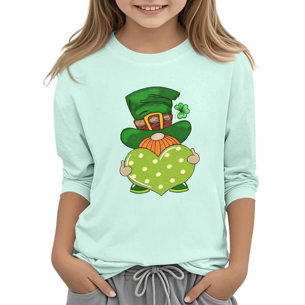 Детская повседневная футболка с принтом в виде воротника с надписью «Св. Патрик» и рукавами длиной 7 минут