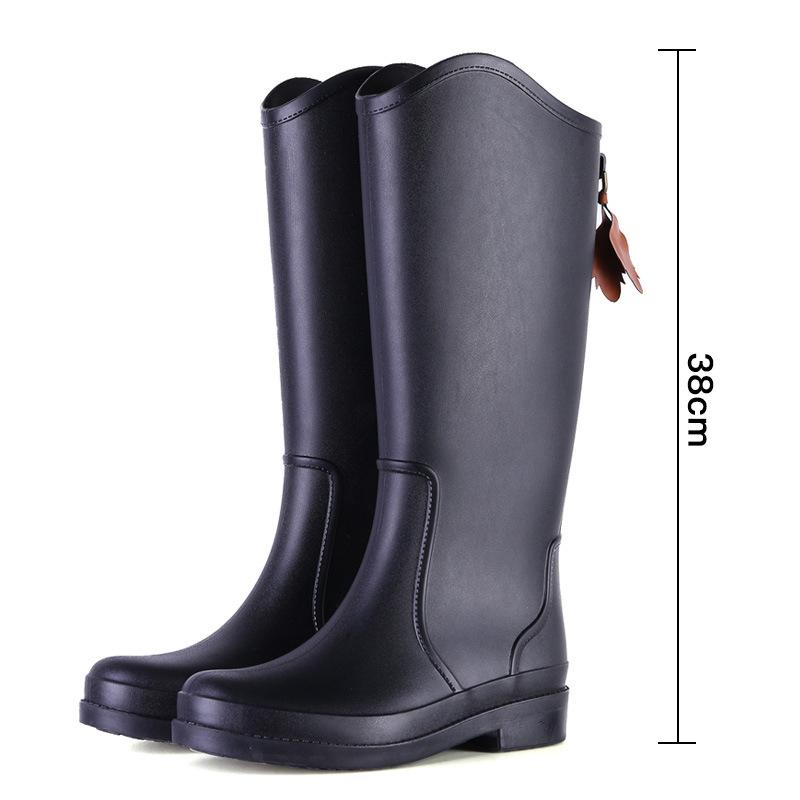 Women PVC Slip On Tall Rain Boots Waterproof Non Slip Wear-resistant Rubber Outdoor Work Rainy Day Water Boots