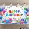 2D Rainbow Confetti Happy Birthday Backdrop Banner for Children Party Supplies