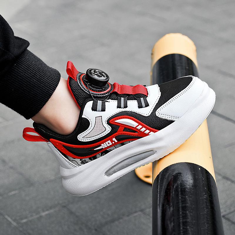 2024 Spring/ Autumn Boys' Leather Sneakers- Waterproof, Non-Slip, Soft Sole- Ideal for Students' Sports.