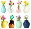 Mini Ceramic Vase Magnets for Fridge, Cute Tiny Plant Vase Fridge Magnets for Kitchen Refrigerator Office Locker Decoration with Flowers (8 Pack)