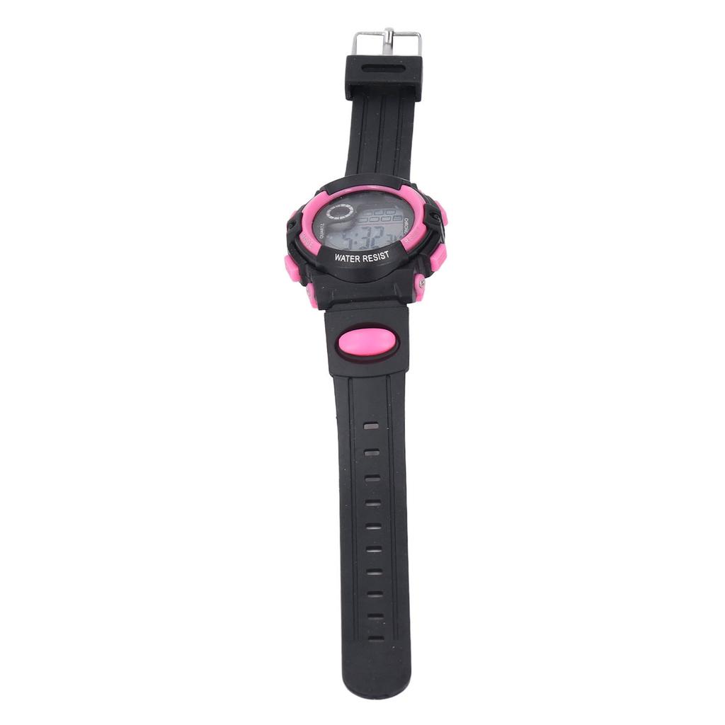 Pink Small Kids Digital Sports Watch 30m Waterproof LED Wristwatch with Stopwatch and Alarm Clock