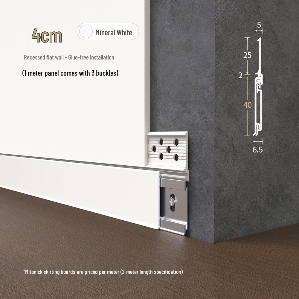 Ультратонкий алюминиевый плинтус Meitong со скрытым креплением