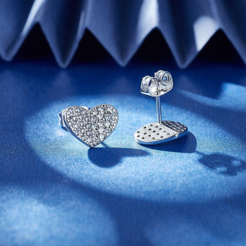 Серьги-гвоздики с кубическим цирконием, цирконием, медью, платиной, розовым золотом, 14-каратным золотом