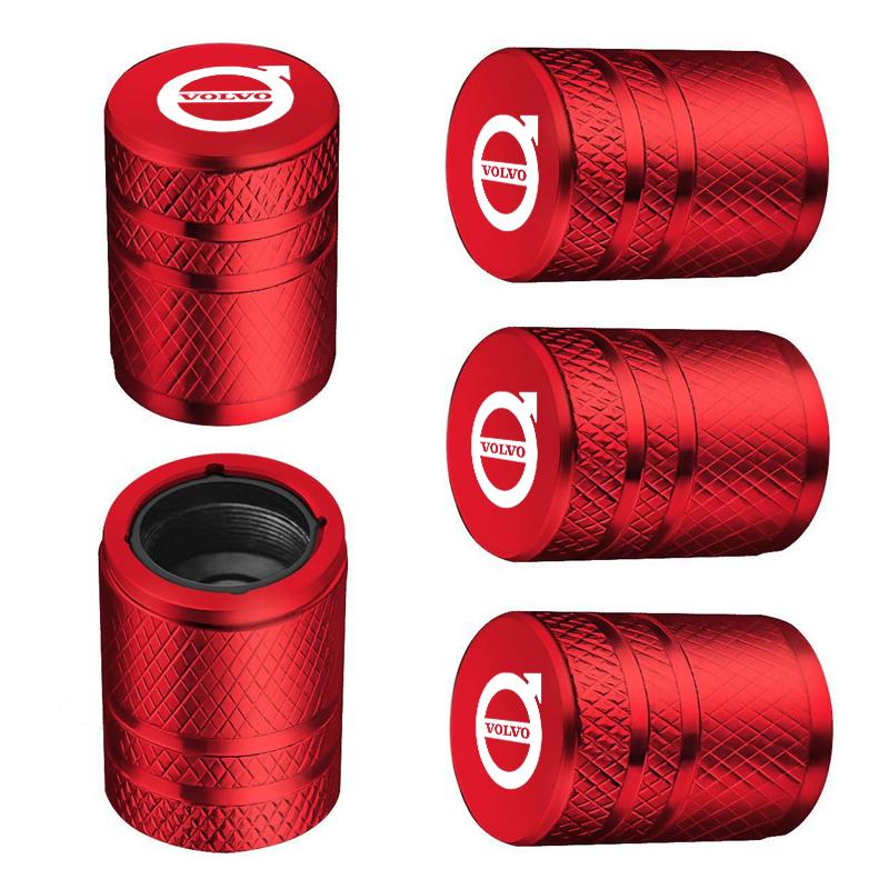 5Pcs Car Wheel Tire Valve Caps Metal Stem Protector Cover For Volvo EX90 V60 V40 XC90 S60 XC60 V50 V70 S90 XC40 S80 T6 V90 EX30 KN2