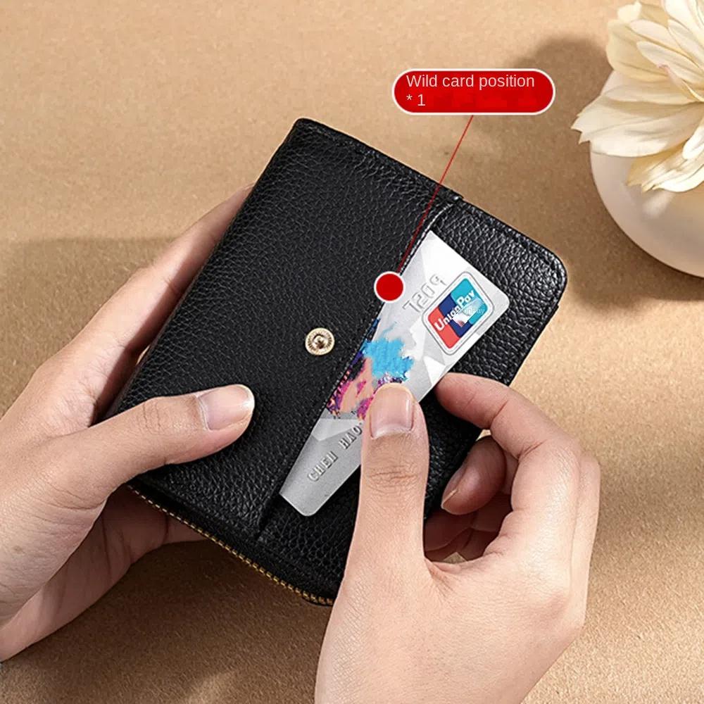 Pu Leather Women Short Wallet Lychee Pattern Bank/ID/Credit Card Holder Business Purse  Outdoor