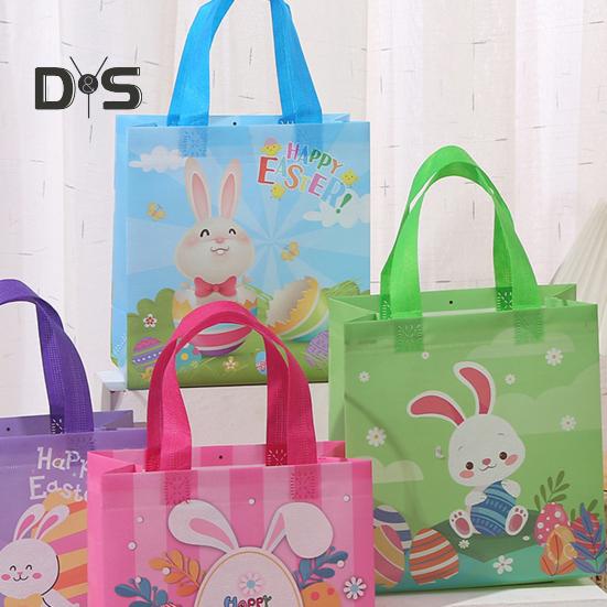 4 шт. прочный мешочек для конфет, удобный для переноски, прочный, счастливый пасхальный кролик, подарочная коробка, сумка для покупок