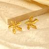 European and American Earrings Explosive Retro High-end Stainless Steel 18K Maple Leaf Jewelry Earrings
